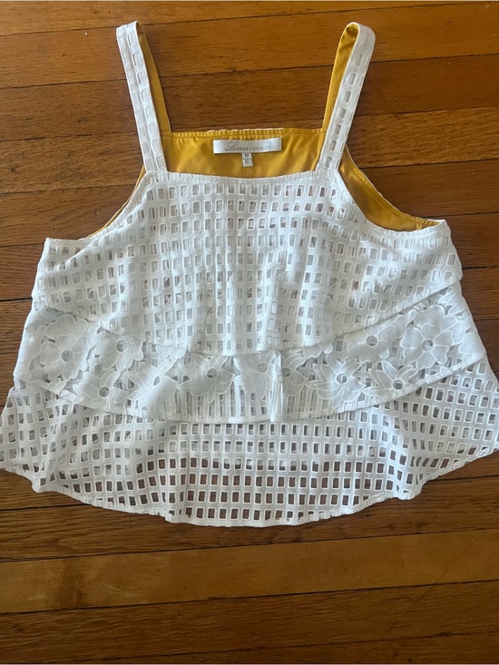 Lovers + Friends Tops - Lovers + Friends white eyelet tiered tank top. SIZE MEDIUM